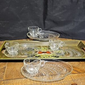Vintage Glass Tea Set - Snack Set- Federal Glass
